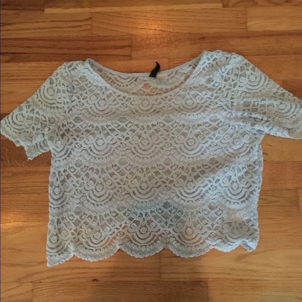 Blue lace crop top